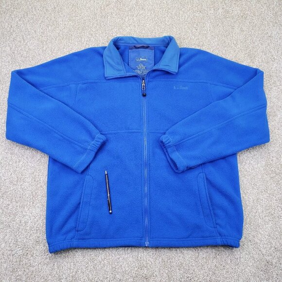 LL Bean Jacket Full Zip Fleece Mens Pockets Long Sleeve - Picture 1 of 5